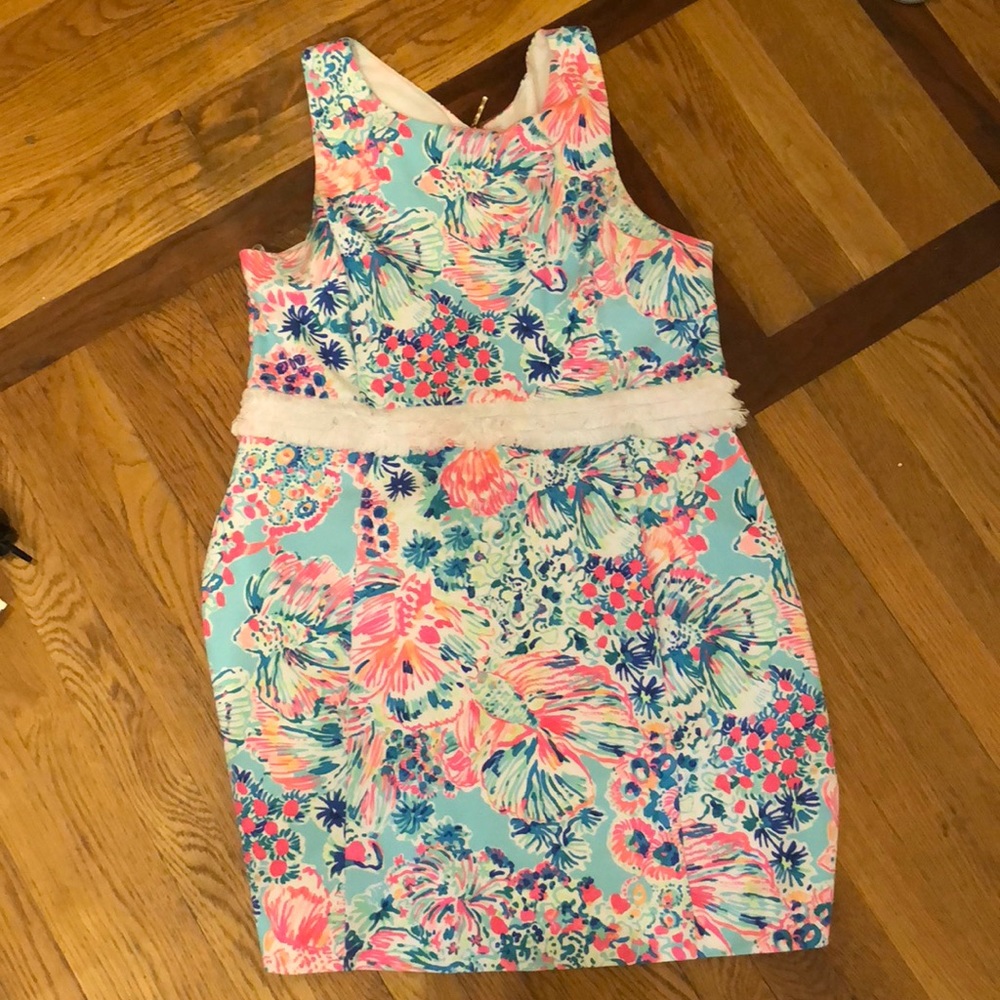 Lilly pulizter serene blue gypsea shift dress